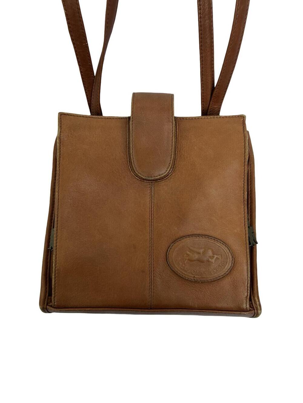 Vintage American Angel Leather Mini Backpack‎ Purse Tan Brown Horse Logo